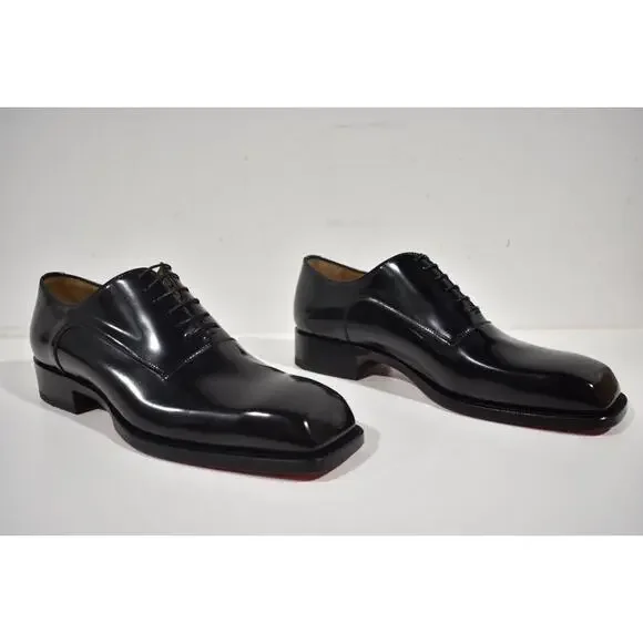 Christian Louboutin Capitano Flat Black Lace Up Tie Oxford Dress Loafer 40.5 7.5